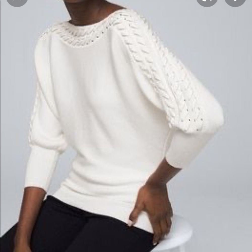 WHBM Cream Dolman Sleeve Sweater - M